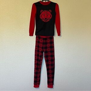 Cuddl Duds Boy’s Size 10 Red & Black Bear Pajama Set 🐻